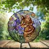 10-Inch Metal Wind Spinner Tabby Cat and Purple Irises 3D Pet Wind Spinner, Unique Metal Hanging Kinetic Wind Sculpture Ornament Gifts for Women Yard Art Garden Patio Lawn Indoor Outdoor Decor (1) view 2