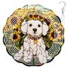 10-Inch Metal Wind Spinner Bichon Frise in Sunflower Field 3D Dog Wind Spinner, Unique Metal Hanging Kinetic Wind Sculpture Ornament Yard Art Garden Patio Lawn Indoor Outdoor Decor (1) view 1