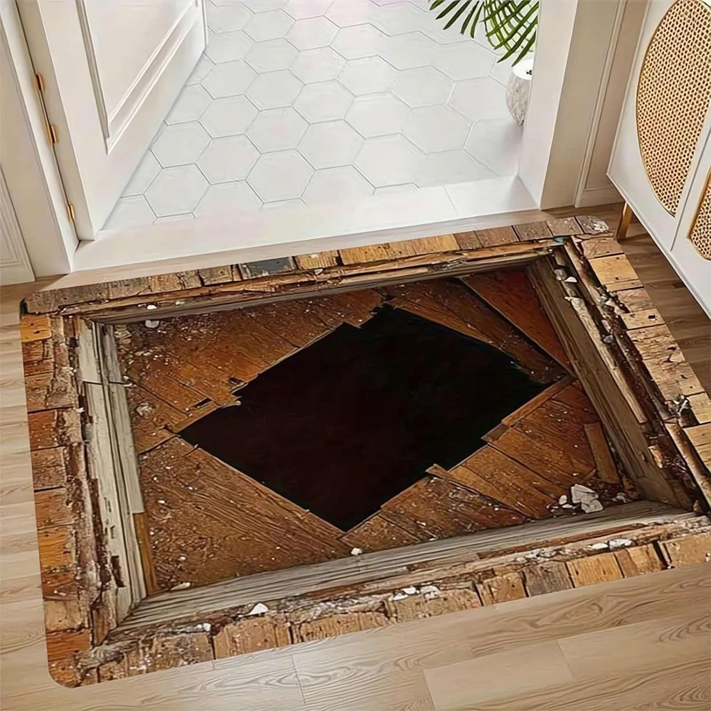 3D Optical Illusion Rug,2025 Muti-Design 3D Hole Rug,Dog Gets Scared of 3-D Carpet,Funny 3-D Carpet to Prank with Secure Non-Slip, Easy Clean Doormat for Entrance