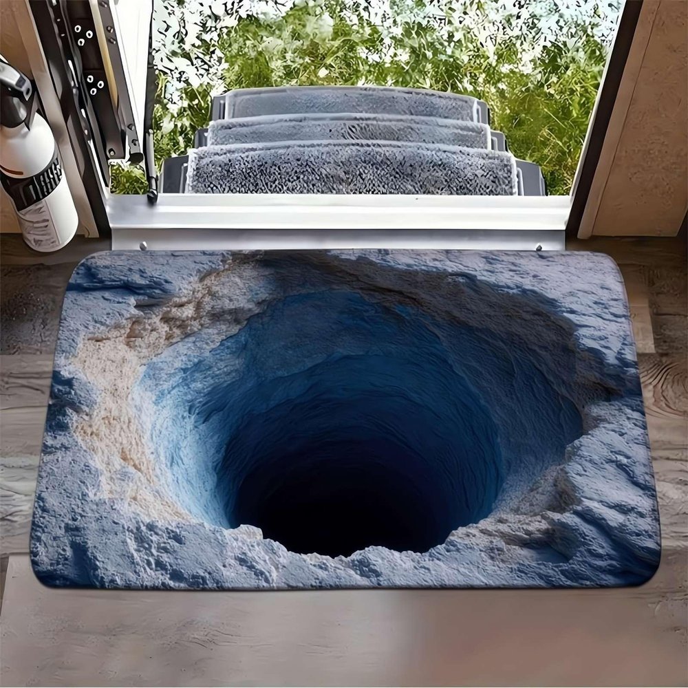 3D Optical Illusion Rug,2025 Muti-Design 3D Hole Rug,Dog Gets Scared of 3-D Carpet,Funny 3-D Carpet to Prank with Secure Non-Slip, Easy Clean Doormat for Entrance