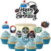 13 PCS Video Game Cake Toppers Controller Happy Birthday Cake Decorations for Game Theme Kids Birthday Party Cupcake Decor view 1