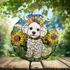 10-Inch Metal Wind Spinner Bichon Frise in Sunflower Field 3D Dog Wind Spinner, Unique Metal Hanging Kinetic Wind Sculpture Ornament Yard Art Garden Patio Lawn Indoor Outdoor Decor (2) view 2