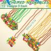 Ecally 36 Pcs Hawaiian Luau Party Favors Tiki Beaded Necklaces with Felt Pendants Aloha Luau Necklaces for Summer Tropical Beach Cosplay Dress up Decor Party Supplies, 12 Style view 2