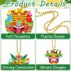 Ecally 36 Pcs Hawaiian Luau Party Favors Tiki Beaded Necklaces with Felt Pendants Aloha Luau Necklaces for Summer Tropical Beach Cosplay Dress up Decor Party Supplies, 12 Style view 3