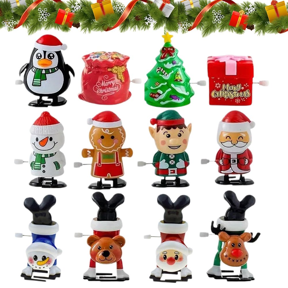 Wind Up Christmas Toys for Kids, 12 Pieces Small Festival & Game Long Tail, Clockwork Walking Toy Main Feature, Holiday Toy Set with Usage for Boys Girls Party Gathering Classroom School