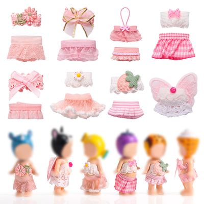 Goktvai 8 Sets 3in/7.62cm Doll Clothes, Cute Doll Accessories with Tops and Skirts for Toy Enthusiasts Display & Decoration (Pink)