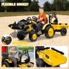 3-in-1 Ride on Tractor, 24v Ride on Car Toy Excavator & Bulldozer view 3