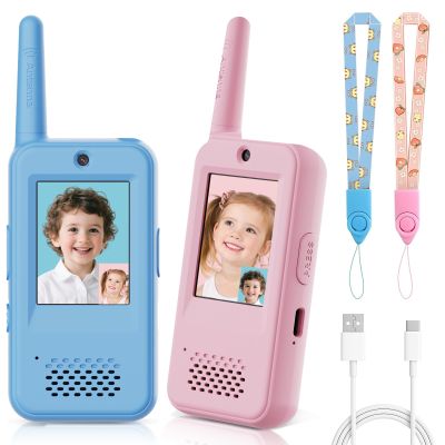 Video Walkie Talkies for Kids with 6 Voice Effects, Support Send Voice, Pictures, Emojis, and Selfies, Christmas Birthday Gifts for Kids Indoor Outdoor Camping
