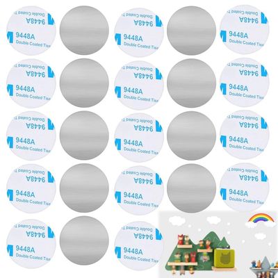 ZYMJBB Self-Adhesive Metal Plates for Tonie Figures, 100 Strong Magnetic Hold, Stainless Steel Mounting Discs for Kids' Room Decoration, Storage, DIY Projects (20mm, 0.3mm)