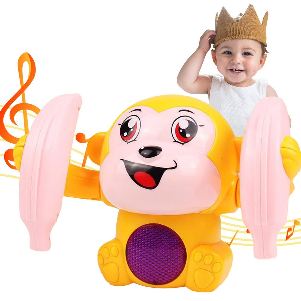 Electric Monkey Toy  Flipping Dancing Monkey with Bananas, Voice Control Musical Toy, Talking Rolling 360 Gift for Kids, Interactive Electric Animal Toys for Early Learning