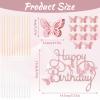 13Pcs 3D Butterfly Cupcake Topper Pink Cupcake Toppers for Girls Women's Happy Birthday Cake Decorations Floral Wedding Party Decorations view 2
