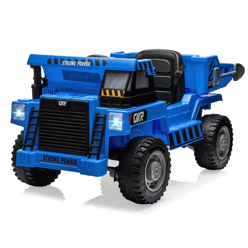 12V Electric Ride on Dump Truck for Kids,12v 4WD Kids Ride on Dump Truck with Remote Control,Electric Construction Toy Car with Power Dump Bed & Shovel, 2 Speeds, Bluetooth Music Player,Gift for Boys