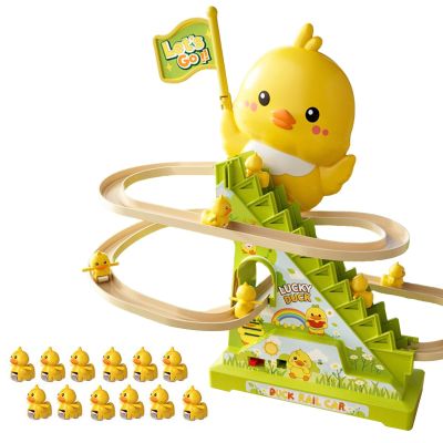 Electric Climbing Duck Toys for Kids Small 12-Duck Climbing Stairs Toy LED Flashing Lights Music Early Learning Game Improves Hand-Eye Coordination with Music for Children Boys Girls Kids