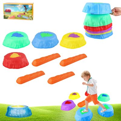 Light up Stepping Stones for Kids, Glow and Music Stepping Stones, Floor Is Lava Stepping Stone, Balance Stepping Stone Kit with Light up Jumping Stone (4pcs+4 bridge)