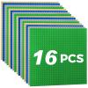 Etarnfly Classic Baseplates Building Plates-16 Pack 10" x 10" Building Boards,100% Compatible with All Major Brands and Activity Table, Creative Platforms Mats for Toy Bricks,Sand Green Gray Blue view 1