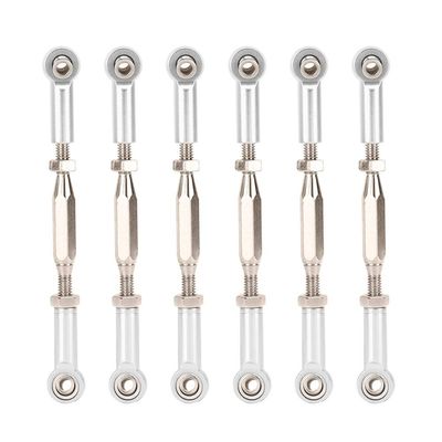 6 pcs 81mm Adjustable Aluminum Servo Links Tie Rod Set for RC Car Accessories (Silver)