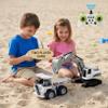 2-in-1 Remote Control Construction Vehicles Set: RC Excavator & Dump Truck with Alloy Parts, Realistic Lights & Sound Effects | Construction Toys for Boys Kids Ages 6+ | Birthday view 2
