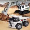 2-in-1 Remote Control Construction Vehicles Set: RC Excavator & Dump Truck with Alloy Parts, Realistic Lights & Sound Effects | Construction Toys for Boys Kids Ages 6+ | Birthday view 3