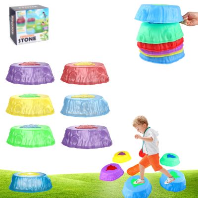 Light up Stepping Stones for Kids, Glow and Music Stepping Stones, Floor Is Lava Stepping Stone, Balance Stepping Stone Kit with Light up Jumping Stone (6PCS)