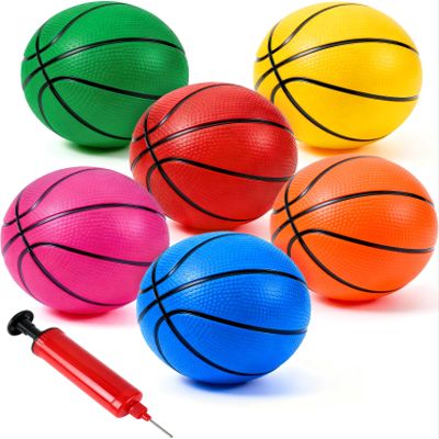 LAO XUE 6 Pack Mini Basketball Set with Pump,6" Inflatable Small Balls Replacement for Indoo & Outdoor Mini Hoop,Multicolor Basketball for Kids,Toddlers