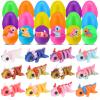 Capoda 12 Pack Prefilled Easter Eggs with 3D Printed Articulated Animal Fidget Toys, Colorful Plastic Surprise Eggs with Flexible Mini Figurines, Non-candy Basket Stuffers for Spring Party Favors view 1