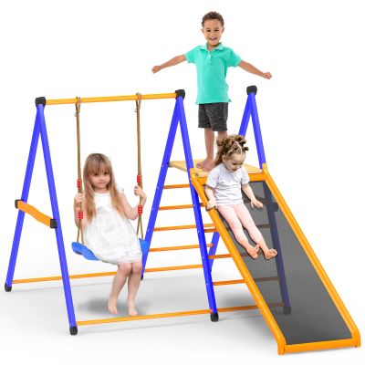 Pikler Triangle Set 4-in-1Foldable Indoor Jungle Gym for Kids,Multifunction Indoor Climber Playset with Swing,Formaldehyde-Free Kids Indoor Playground,Montessori Climbing Set for Toddler