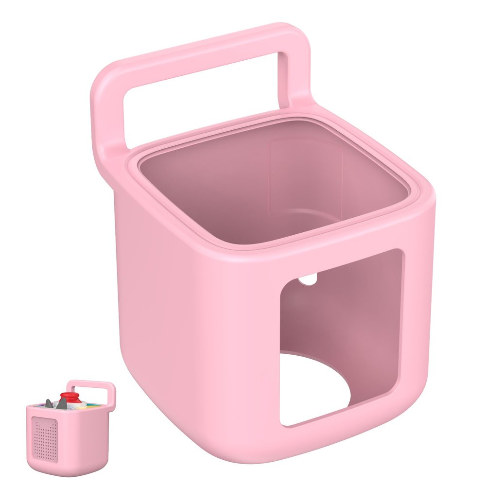 Underhub Silicone Protective Cover for Toniebox 2 Audio Player, Shockproof Anti Slip Silicone Case with Handle, Soft Easy Grip Cover, Easy to Clean Durable Sleeve (Pink)