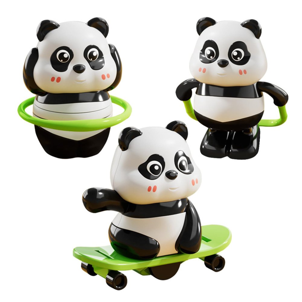 Geavonyg 3Pieces Wind Up Mechanical Sport Panda Toy Spring Mechanical Animal Playset for Creative Learning and Fun Activity Windu