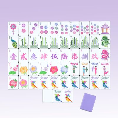 Arrowbash 160 Pcs American Mahjong Set Only, 1.2 x 0.87 Inches Melamine Mahjong Tiles, Hand Carved Pattern for Mah Jong Social Games, Beginners, Mah Jong Lovers (Light Purple,Watercolor)