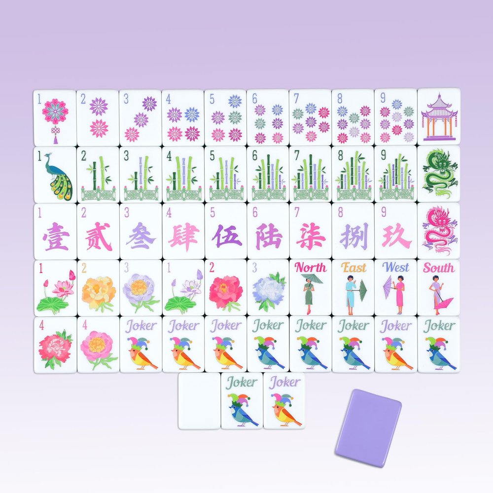 Arrowbash 160 Pcs American Mahjong Set Only, 1.2 x 0.87 Inches Melamine Mahjong Tiles, Hand Carved Pattern for Mah Jong Social Games, Beginners, Mah Jong Lovers (Light Purple,Watercolor)