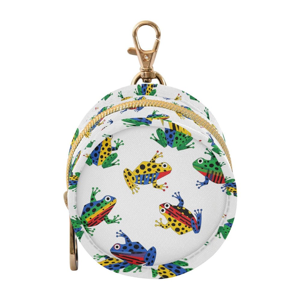 Frogs White Print Pacifier Holder Case with Metal Clip Portable Pacifier Holders for Newborn Baby Boys Girls