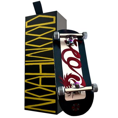 Noahwood PRO Fingerboard Complete (6-Layer Colour Maple Wooden Deep Concave 35 x 97mm Handmade Deck + 34.5mm ARK 1G Truck + Gray Wheels ii) (Loong)
