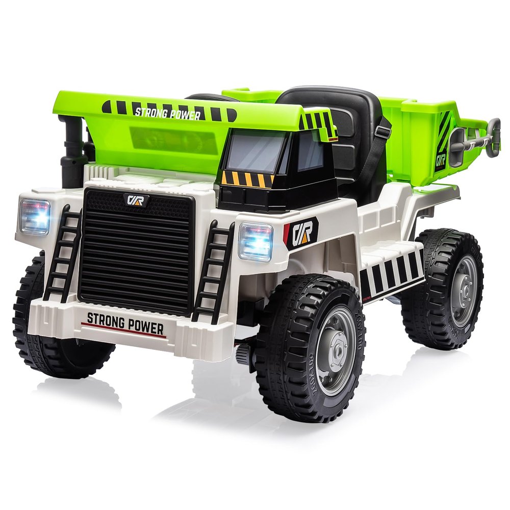 12V Ride on Dump Truck with Remote Control, Electric Construction Toy Car, 4-Wheeler with Dumping Bed & Music