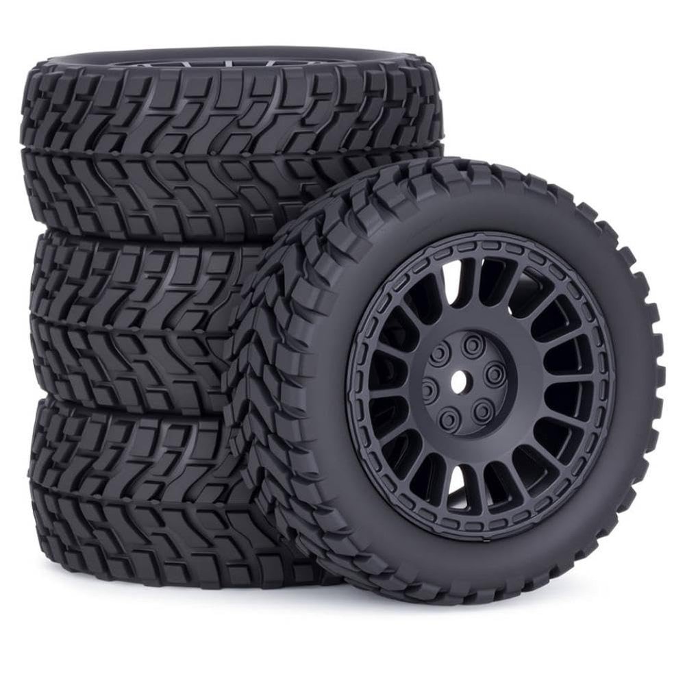 4 Pcs 1.9 Inch Off Road Buggy Rubber Tires Wheel 75 X 31 Mm Compatible with 144001 1 12 1 14 1 10 RC Car(Black)