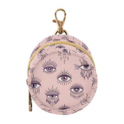 Evil Eyes Pink Print Pacifier Holder Case with Metal Clip Portable Pacifier Pouch for Newborn Boys Girls