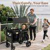 TODEFULL Stroller Wagon for 2 Kids, Foldable Push Wagon for Toddlers Baby with Canopy, Large Storage, 5-Point Harness, Adjustable Handle for Family Outdoor Activities, Black view 3