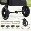 TODEFULL Stroller Wagon for 2 Kids, Foldable Push Wagon for Toddlers Baby with Canopy, Large Storage, 5-Point Harness, Adjustable Handle for Family Outdoor Activities, Black view 4