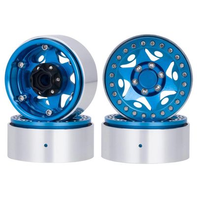 4Pcs Metal 1.9 Inch Beadlock Wheel Rim Wheels Hubs 25mm Width Compatible with TRX6(Blue)