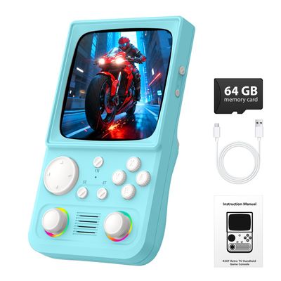 R36TMAX Retro Handheld Game Console, 4.0'' 720x720 IPS Screen, Open Source System, 64G Built-in 18000+ Classic Games, Supports WiFi Networked Fighting and OTG, 4000mAh, with Portable Case (Blue 64GB)