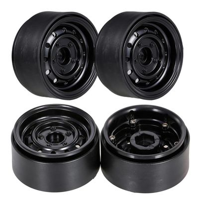 4Pcs 1.9 Inch 12 Holes Beadlock Wheel Rim Hub for 1 10 RC Crawler Car 90046 Trxs(Black)