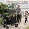 TODEFULL Stroller Wagon for 2 Kids, Foldable Push Wagon for Toddlers Baby with Canopy, Large Storage, 5-Point Harness, Adjustable Handle for Family Outdoor Activities view 3