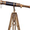 Handcrafted Antique Brass Telescope  Black Leather Wrapped Spyglass with Adjustable Wooden/Brass Tripod view 3