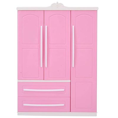 3-Door Dollhouse Wardrobe Dolls Furniture Accessories for Dolls Girls Toys Gift