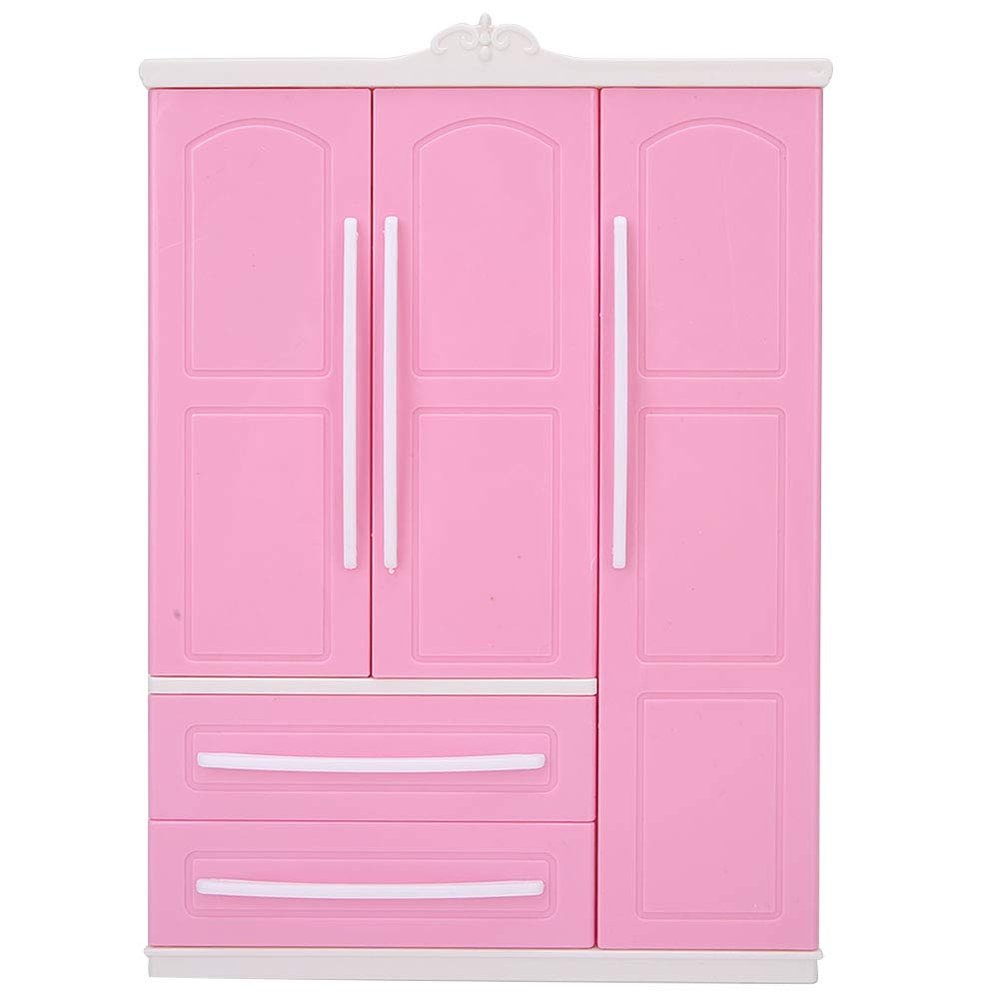 3-Door Dollhouse Wardrobe Dolls Furniture Accessories for Dolls Girls Toys Gift