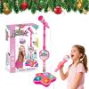 Kids Microphone with Stand,Microphone for Kids,Musical Toys All-in-One Microphones Toy for Girls with Stand, Got Built-in Music, Colorful Lights, Echo Effects (Pink) view 1