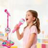 Kids Microphone with Stand,Microphone for Kids,Musical Toys All-in-One Microphones Toy for Girls with Stand, Got Built-in Music, Colorful Lights, Echo Effects (Pink) view 4