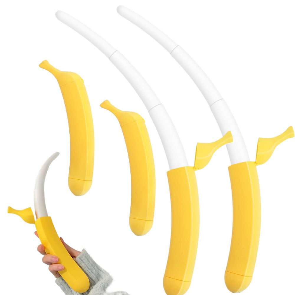 Funny Retractable Banana Sword with Hidden Blade,3D Printed Plastic Banana Wand Extendable Banana Sword Holiday Role (2pcs Yellow)
