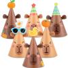 24Pcs Capy Themed Bara Birthday Paper Cone Hats Set Cute Capy Shaped Paper Headwear Party Favors Cute Capy Cone Hats Decorations Cartoon Animal Party Supplies Photo Props for Birthday Baby Shower view 1