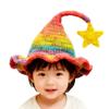 BBPIG Handmade Crochet Rainbow Witch Hat with Star, Kids Colorful Striped Wizard Cap, Whimsical Costume Accessory Christmas Hat Baby Elf Beanie Party Hat for Holiday,New Years with boy and girl view 1