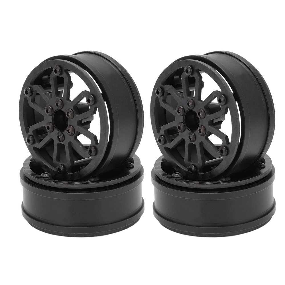 4PCS RC Carbon Fiber Wheel Rims, Replacement Parts for SCX10 TRX6, 1/10 Scale RC Car Accessories, High Strength Lightweight Six Spoke Design for Climbing Cars (B)